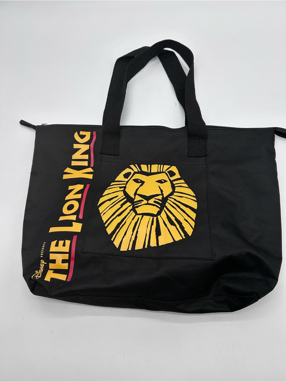 Disney Black Tote Bag with Yellow Lion Graphic